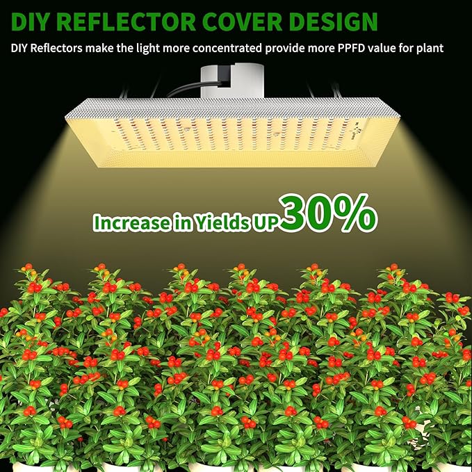 Js2U ZW 1000W LED Grow Light Full Spectrum DIY Reflector Cover Lights High PPFD Hanging Grow Light Plant Lights for Indoor Vegetable Growing Seedling Flowering and Fruiting Tent Greenhouse