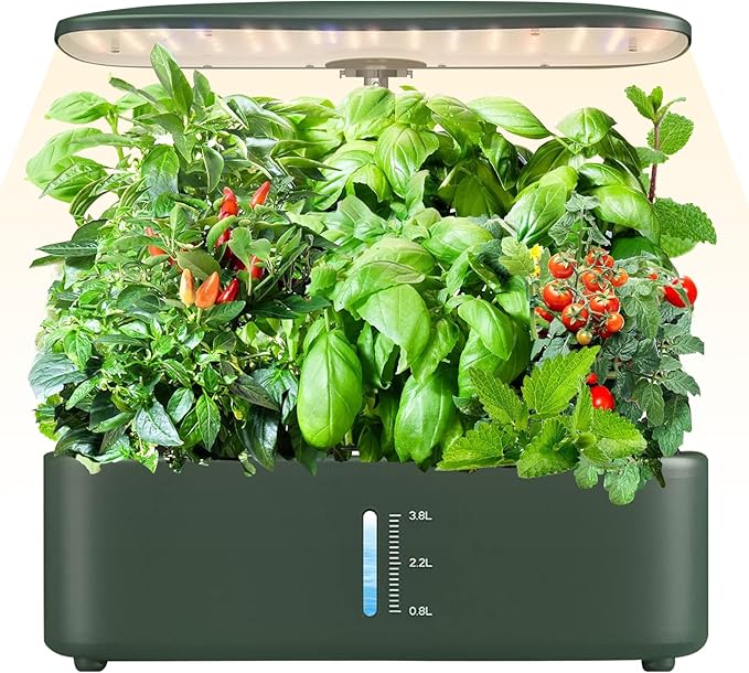 Hydroponics Growing System Kit - 12 Pods Indoor Herb Garden with LED Grow Light Auto Timer Adjustable Height up to 17 - Ideal for Home Birthday &amp Mother's Day Gifts for Women (Dark Green)