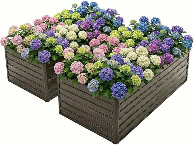 2 Pack Metal Raised Bed Garden Bed Kit 8x4x2ft Tall Galvanized Planter Raised Garden Boxes Outdoor Large Metal Raised Garden Beds for Flowers Vegetables Herbs
