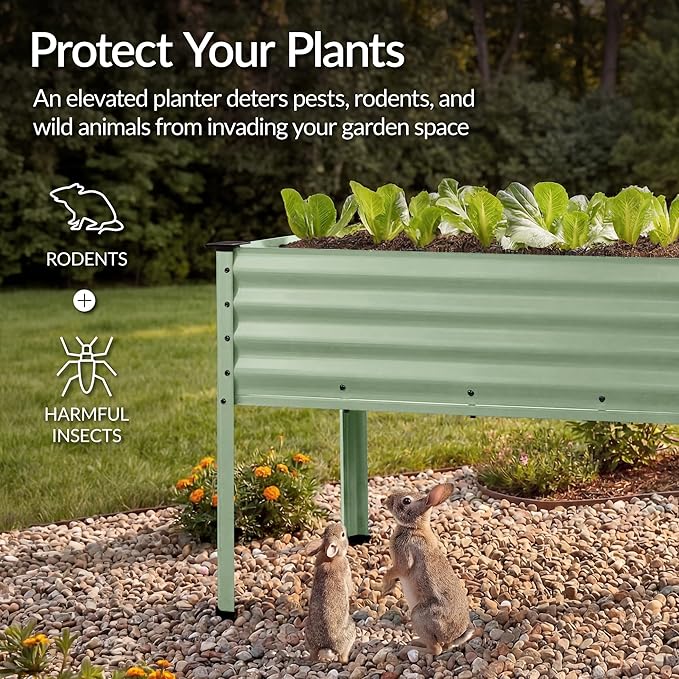 Best Choice Products 48x24x30in Galvanized Raised Garden Bed Metal Elevated Planter Box Vegetable Garden for Backyard Patio Balcony - Sage Green