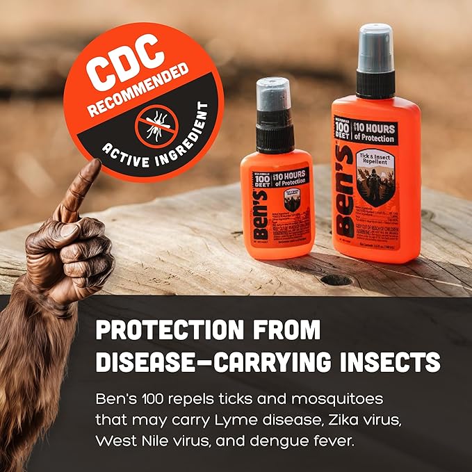 Ben's 100 Tick &amp Insect Repellent - Alcohol-Free DEET Insect Repellent Pump Spray - Offers 10 Hours of Protection for Adults &amp Children -3.4 Fl Oz (2 Pack)