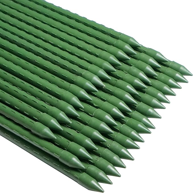 WAENLIR Garden Stakes 60 inch 5ft Sturdy Tomato Stakes Plant Stakes for Outdoor Plants Metal Plant Support Sticks for Gardening Pack of 50