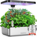 Indoor Garden Hydroponics Growing System: 15 Pods Stainless Steel Herb Garden Kit with Grow Light Plant Germination Kit 6L Large Tank Quiet Pump Auto Timer Christmas Gardening Gift for Women