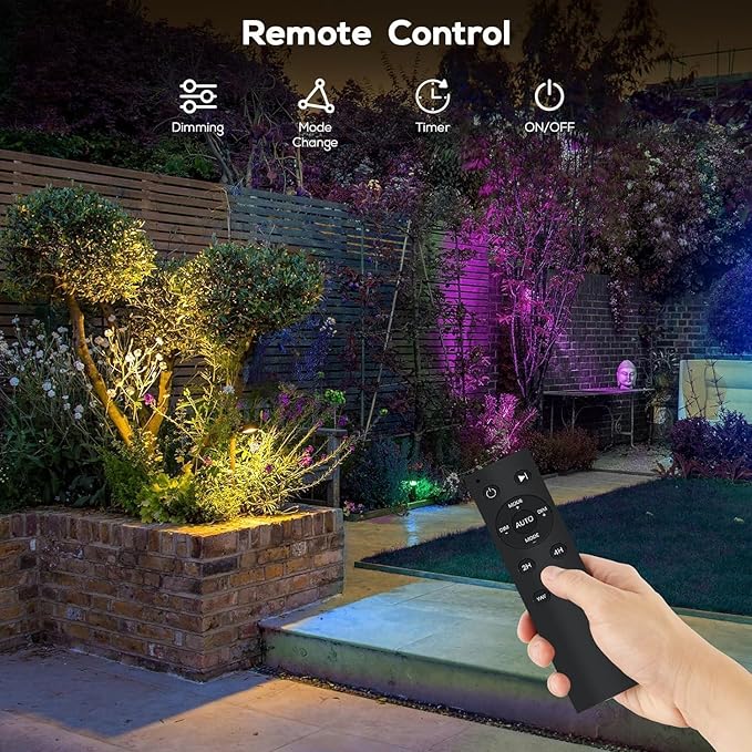 ZYAN APP Control Die-Cast Aluminum RGB Landscape Spotlights with Remote Control Color Changing Music Sync Timer Alexa Compatible Outdoor IP65 Waterproof for Patio Garden Yard Pathway 16 Pack (2×8)