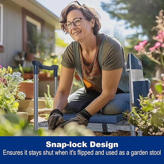 Aimerla K5 Foldable Kneeler Seat - Heavy Duty (Detachable Cloud Kneeler Pad) - Garden Stool - 2 Large Tool Bags - Portable Bench for Indoor &amp Outdoor