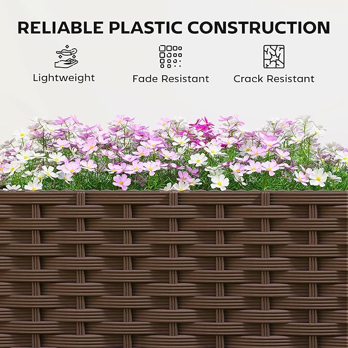 Outsunny Raised Garden Bed with Trellis 46.5 Tomato Cage with Crop Cage Self Watering Planter Box with Drainage Holes and Plugs for Outdoor Patio Climbing Plants Vines Vegetables Flowers White