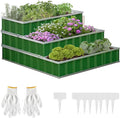 3 Tier Raised Garden Bed Color Steel Raised Garden Bed w Pair of Glove 47''x 47''x 25'' for Backyard Patio to Grow Vegetables Herbs and Flowers Green