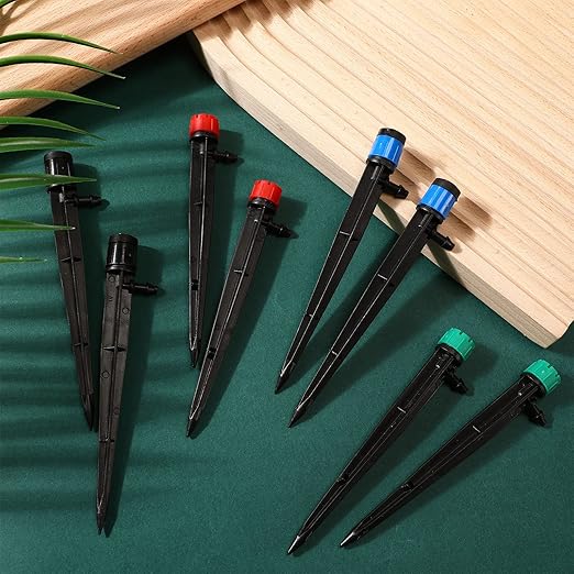 500 Pcs 5.2 Inch Drip Irrigation Emitters Adjustable Fan Shape Drip Emitters 360 Degree Water Flow Irrigation Drippers Sprayer for 1/4 Inch Tube Hose Garden Watering Kits Patio Lawn Flower Bed