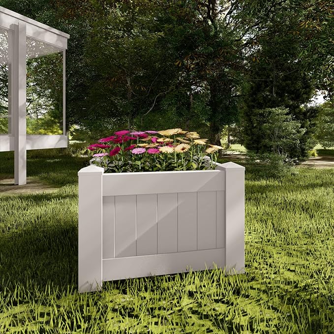 31 X 20 X 20 Raised Garden Box Above Ground Planter for Growing Vegetables Flowers Herbs DIY Gardening White Vinyl Garden Bed 1 Pack