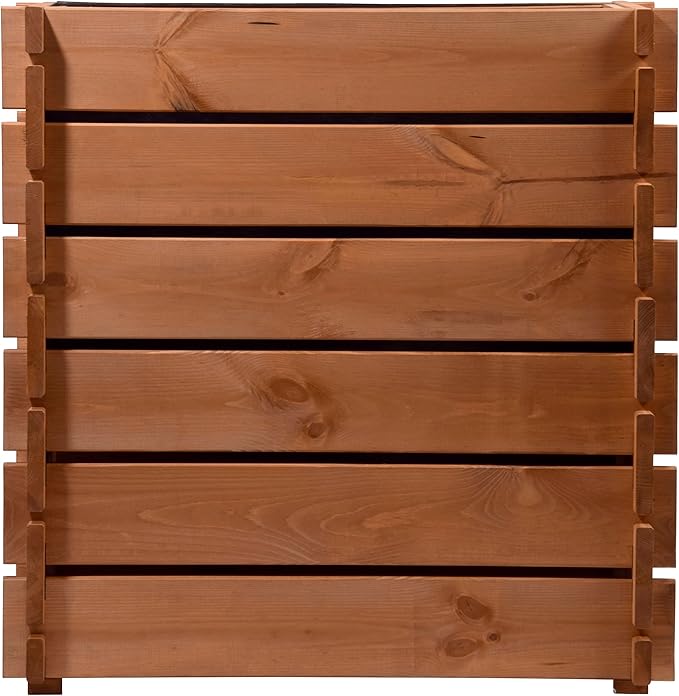 58440FSCe Raised Bed with Interlocking System Pine 79 x 37 x 79 cm Brown