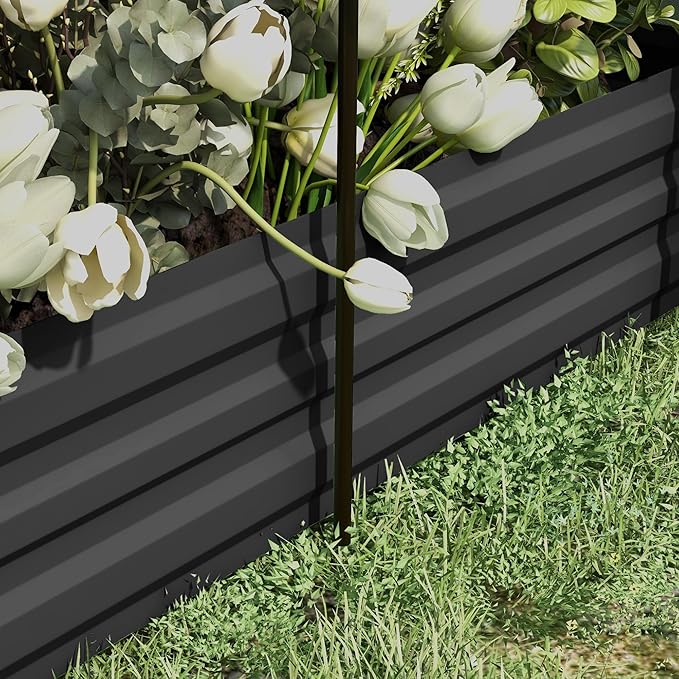 Outsunny 7.3 x 3.4 x 1 ft Galvanized Raised Garden Bed with Crop Cage Plant Protection Net and Shade Cloth Roof Metal Planter Box with Cover for Vegetables Flowers Herbs Dark Gray