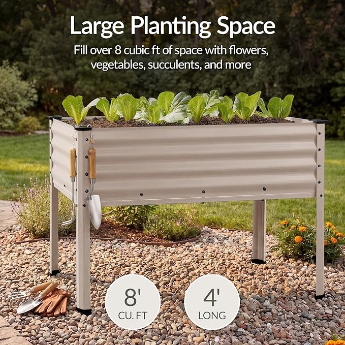 Best Choice Products 48x24x30in Galvanized Raised Garden Bed Metal Elevated Planter Box Vegetable Garden for Backyard Patio Balcony - Taupe