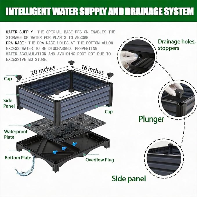 3PCS Raised Garden Beds Outdoor with Legs Planter Box 47x16x21in Reinforced Support Rods Drainage Grid Multi-Combination Options for Vegetables Flowers Herbs Ideal for Balcony Patio Gardening
