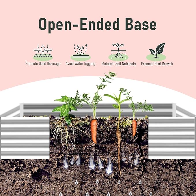 4 x 3 x 1 ft Garden Bed Galvanized Raised Covered Metal Planter Box Kit with 2 Large Screen Window Mini Greenhouse 20 T Labels Free 1 Pair Gloves for Growing Vegetables Outdoors (4 x 3 x 1 ft)