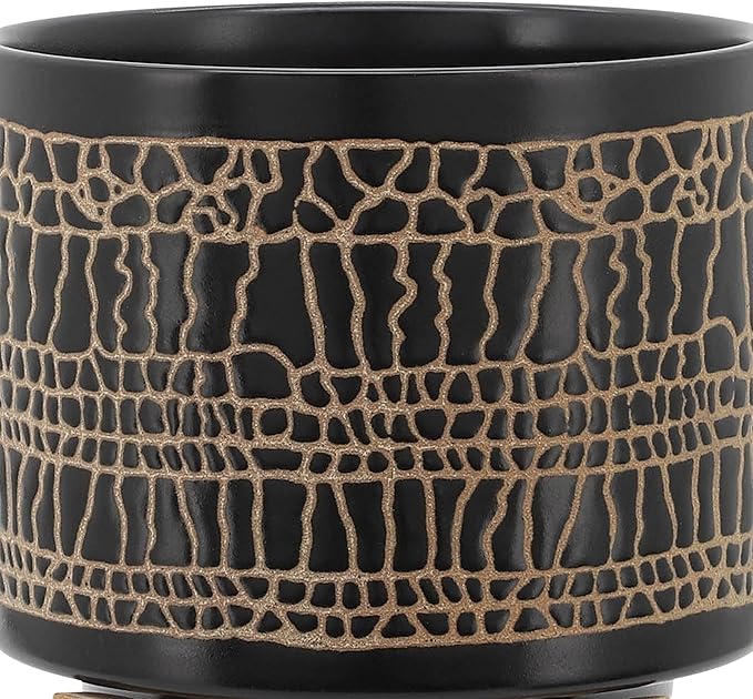 S2 58 Glazed Planter W Stand Black