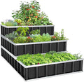 Homdox 3 Tiers Raised Garden Bed 3 Installation Methods for DIY Large Metal Planter Box with Gloves and Reinforced Frame for Deep-Rooted Plants Vegetables Flowers 52x 36x 24Garden Boxes Outdoor