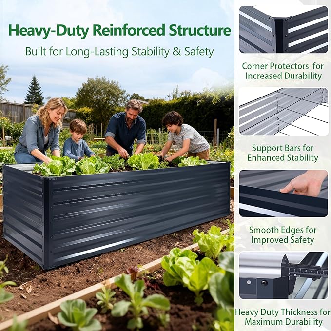 Galvalume Raised Garden Bed 8x4x1.95FT–3X Rust Resistant Aluminum-Zinc Steel466 Gallon Extra Deep Metal Planter Box Heavy Duty Outdoor Vegetable Garden Bed for Tomatoes Potatoes &amp Root Crops