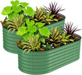 2 Pcs Raised Garden Beds Outdoor 8x4x1.5 ft - Galvanized Steel Planter Box for Vegetables Flowers Rust-Resistant Garden Box Easy Assembly Raised Beds Durable Planters for Outdoor Plants Green