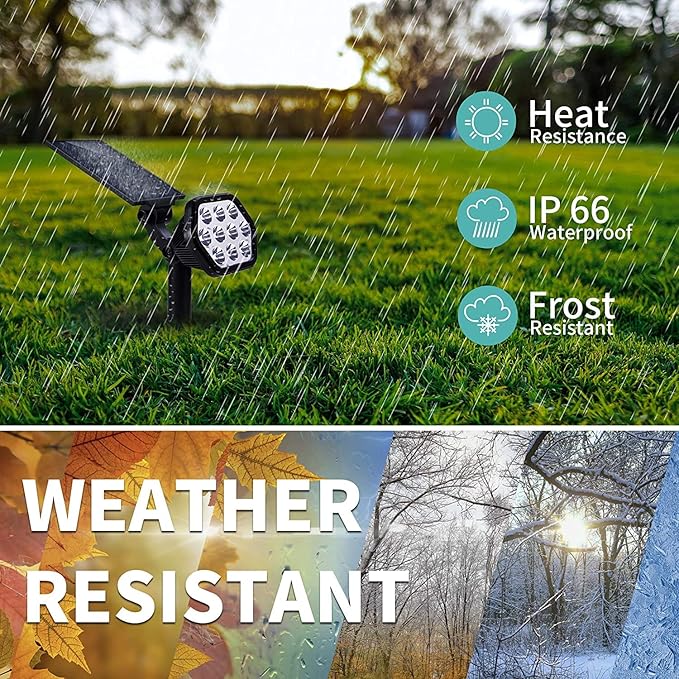 Nekteck Solar Lights Outdoor10 LED Landscape Spotlights Powered Wall Lights 2-in-1 Wireless Adjustable Security Decoration Lighting for Yard Garden Walkway Porch Pool Driveway (2 Pack Warm White)