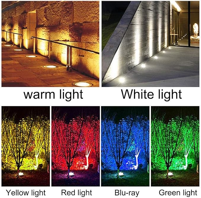 Underground Light LED 85-265V Beam LED Floodlight IP67 Waterproof Wall Washer Glare-Free Round Outdoor recessed spotlights Easy to Install Landscape Light Main Power (Red 12W)