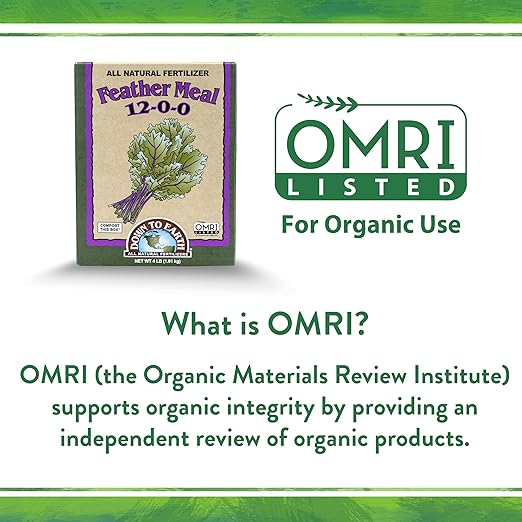 Down To Earth All Natural Fertilizers Organic Feather Meal - Slow Release Nitrogen Plant Food for Green Growth 12-0-0 40 lb