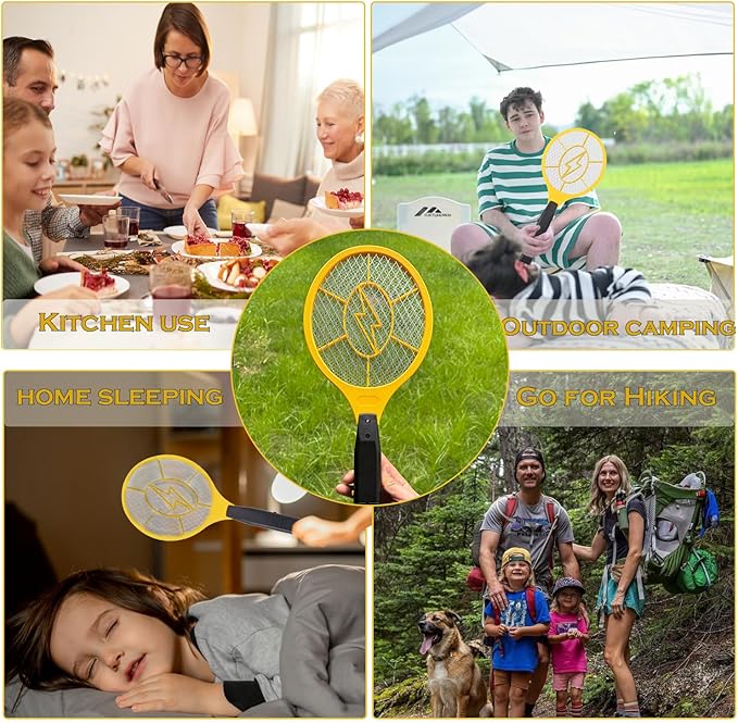 2 Pack Electric Fly Swatter Handheld Bug Zapper Racket for Outdoor &amp Indoor Mosquito Zapper Racket Battery Powered Tennis Mosquito Rackets for Insect