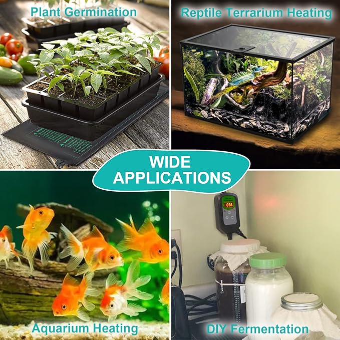 Seedling Heat Mat 4 Pack MET Certified Heating Mat for Plants Grow Seed Starting Greenhouse Waterproof Durable Germination Warm Hydroponic Heating Pad