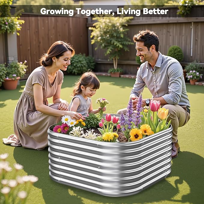 4 Pack 2x2FT Corrugated Galvanized Steel Raised Garden Bed Outdoor Metal Above Ground Garden Bed for Vegetables and Flowers Raised Beds for Gardening-2x2FTx10Inch
