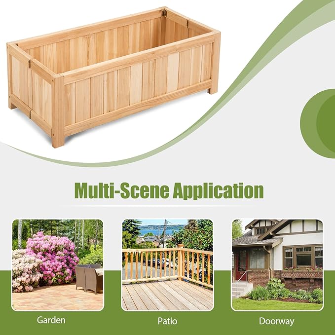 COSTWAY Wooden Planter Garden Bed Folding Planter Box with Drainage Holes for Vegetables Herbs Fruits &amp Flowers Outdoor Indoor Raised Planting Bed for Patio Backyard Lawn 27.5L x 12W x 10