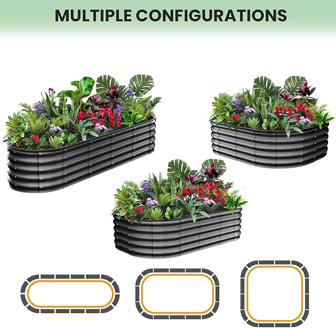 6x3x1FT Galvanized Raised Garden Beds Large Raised Beds for Gardening Above Ground Garden Bed Outdoor Metal Planter Boxes Outdoor for Vegetables Flowers Fruits Dark Grey 2 Pcs