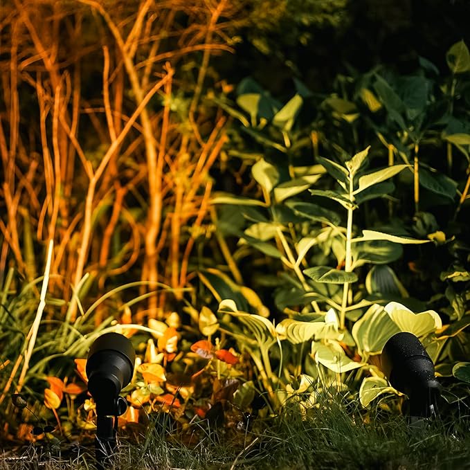 VENUS MANUFACTURING Landscape Lighting Low Voltage Landscape Spotlight Kits 20W Halogen Outdoor 145 Lumen Black Waterproof Flood Lights 12V 2800K Warm White Metal Tree Lights for Garden &amp Yard 6Pa