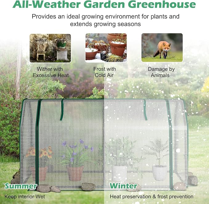 S AFSTAR Raised Garden Bed with Greenhouse Cover Elevated Wooden Planter Box 47”L x 24”W x 30”H Outdoor Gardening Planting Bed for Vegetables Flowers &amp Herbs Grow Backyard Patio Lawn