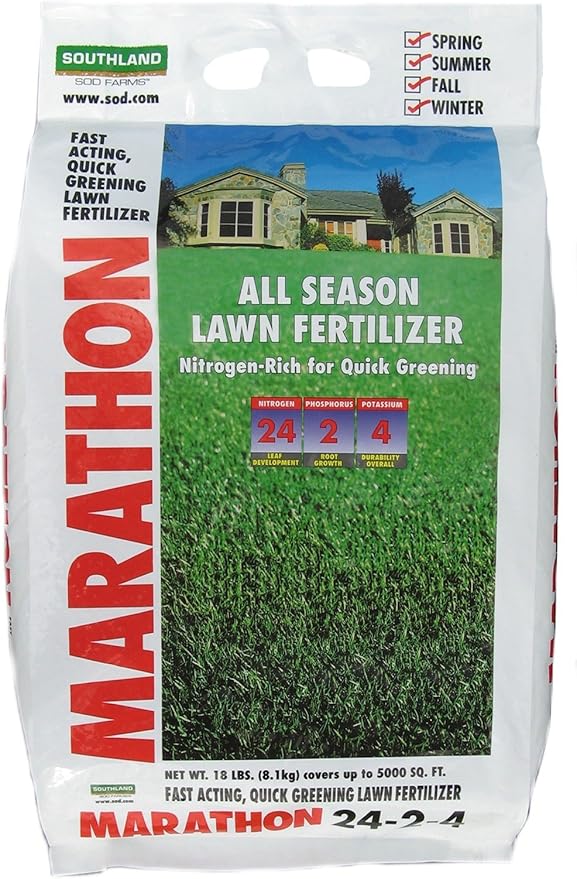 Marathon 24-2-4 All Season Lawn Fertilizer – 18 lb Bag for Grass Gardens and Outdoor Landscapes