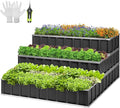 VIVOSUN 3-Tier Metal Raised Garden Bed 46 x 46 x 24 Galvanized Steel Metal Outdoor Planter Box with Gloves and Scissors to Grow Flowers Vegetables and Herbs for Outdoor Gardening Dark Gray