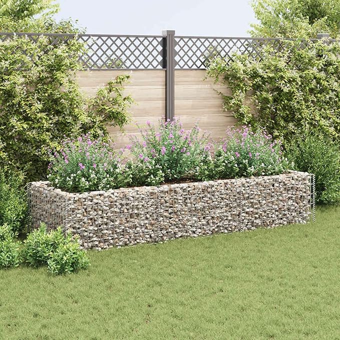 Galvanized Steel Gabion Raised Bed Planter 270x90x50 cm Silver High Stability &amp Load Capacity
