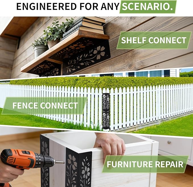 8-Pack Corner Brackets for Wood Heavy-Duty Metal Corner Brackets for Raised Garden Bed 11 x 3 x 3 Thickened Garden Bed Corner Brackets Rust Resistant Raised Garden Bed Corners with Screws
