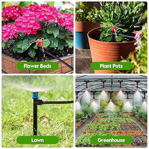 240FT Drip Irrigation System for Garden 2026 Upgraded Quick-Connect Automatic Garden Watering System with 1/2 &amp 1/4 Tubing and Adjustable Nozzle Emitters for Greenhouse Yard Lawn Raised Bed