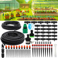 Drip Irrigation Kits 100ft/30M Garden Plant Watering Sprinkler System with Distribution Tubing Hose Adjustable Nozzles Automatic Mist Cooling Irrigation Set for Garden Lawn Patio