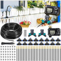 HIRALIY 360° Adjustable Drip Irrigation System 164FT with Timer 1/4 Tubing and Adjustable Copper Nozzles Automatic Atomizing Watering Kit for Garden Yard Lawn Greenhouse &amp Potted Plants