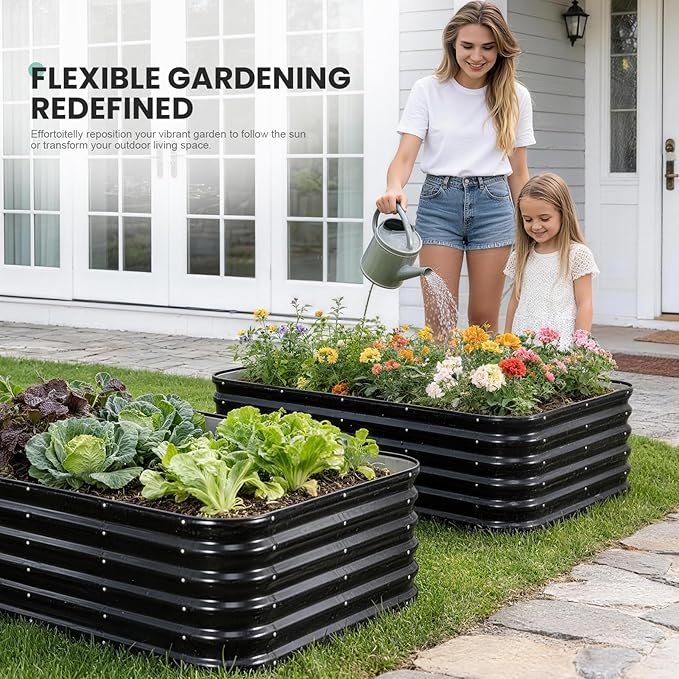 5×3×1.4FT Galvanized Raised Garden Bed Outdoor Metal Raised Garden Bed Kit Large Planter Raised Beds 4 In1 Modular Raised Planter Box OutdoorRaised Beds for Gardening for Vegetables Flowers Herbs