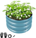 ZXZYHFTY Galvanized Raised Garden Bed kit Outdoor Garden Raised Planter Box Round Large Metal Raised Garden Beds for Vegetable Blue 2 * 2 * 1ft