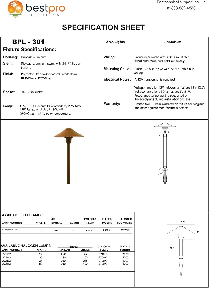 Best Pro Lighting LED DIY 12V Landscape Lighting Kit Mushroom Pathway &amp Spotlight/Uplight in Rust Color Do It Yourself Kit