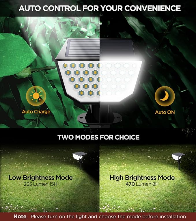 4 Pack Solar Spot Lights - Super Bright 4 Sides Illuminants 300° Angle IP65 Waterproof Outdoor Garden Landscape Lights (Cool White)