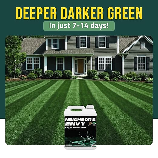 PetraMax Neighbor’s Envy Grass Fertilizer for Lawn &amp Garden 1 Gallon Covers up to 16000 sq.ft. 7-in-1 Liquid Lawn Fertilizer Concentrate for Deep Green Turf - Includes Nitrogen/Iron/Humic/Sea Ke