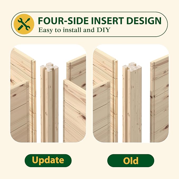 95''L x 49''H x 19''W Wood Raised Garden Beds Outdoor Elevated Planter Raised Bed with Open Base for Vegetables Flowers Herbs Ideal for Outdoor Gardening Backyard Patio Natural