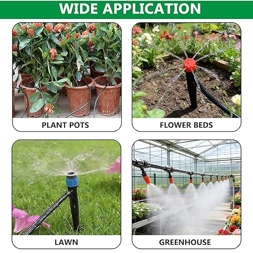 135PCS 240FT Drip Irrigation System Set Automatic Drip Irrigation Kit for Greenhouse Yard Lawn Plant with 1/2 inch Hose 1/4 inch Distribution Tubing and Accessories