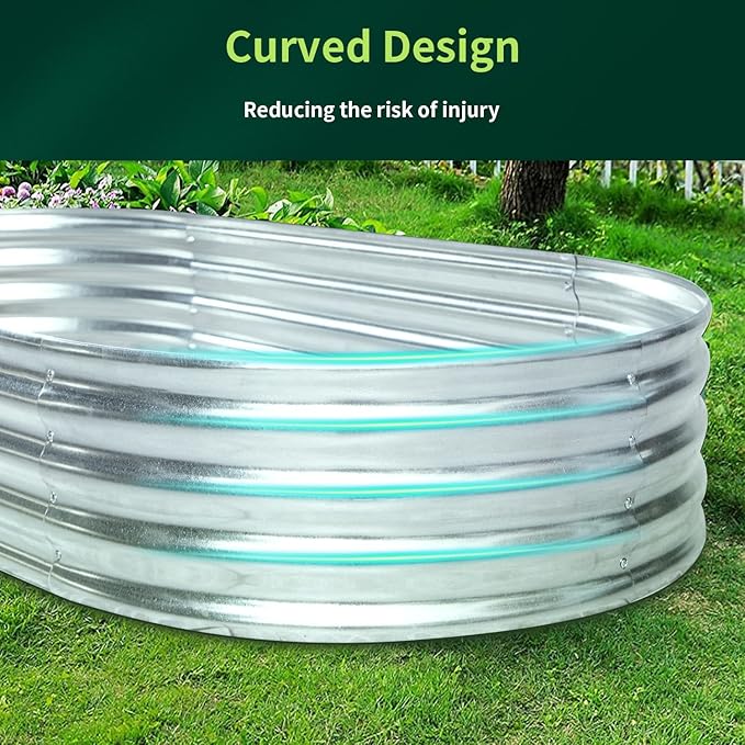 Galvanized Raised Garden Bed Oval Bottomless Planter Boxes Outdoor Metal Garden Bed for Vegetable Fruits Flowers Grass Herb 6x3x1 FT