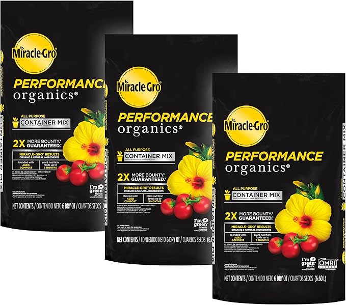 Miracle-Gro Performance Organics All Purpose Container Mix Feeds for Up to 3 Months For Container Gardening 6 qt. (3-Pack)