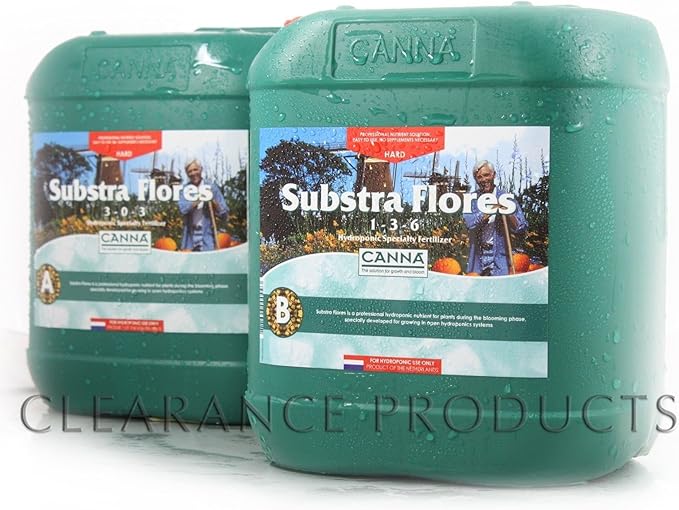 Canna Substra Flores A&ampB 5 Liters (Soft Water) Hydroponic Base Nutrient 5L .#GH45843 3468-T34562FD80603