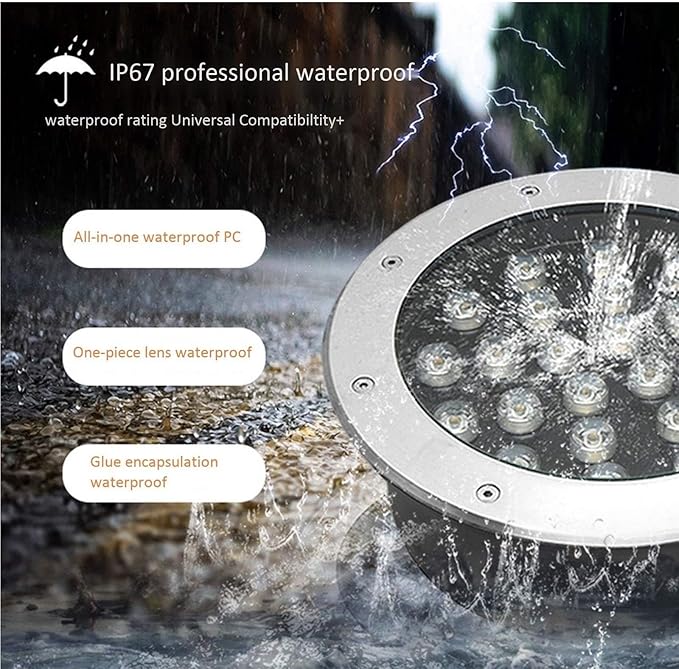 Recessed Ground Spotlight - RGB Ground LED Landscape Lights Outdoor Buried Lights IP67 Waterproof Garden Courtyard Floor Lamp for Driveway Deck Stair Step Yard Fence Garden Pathway(RGB(AC24V)